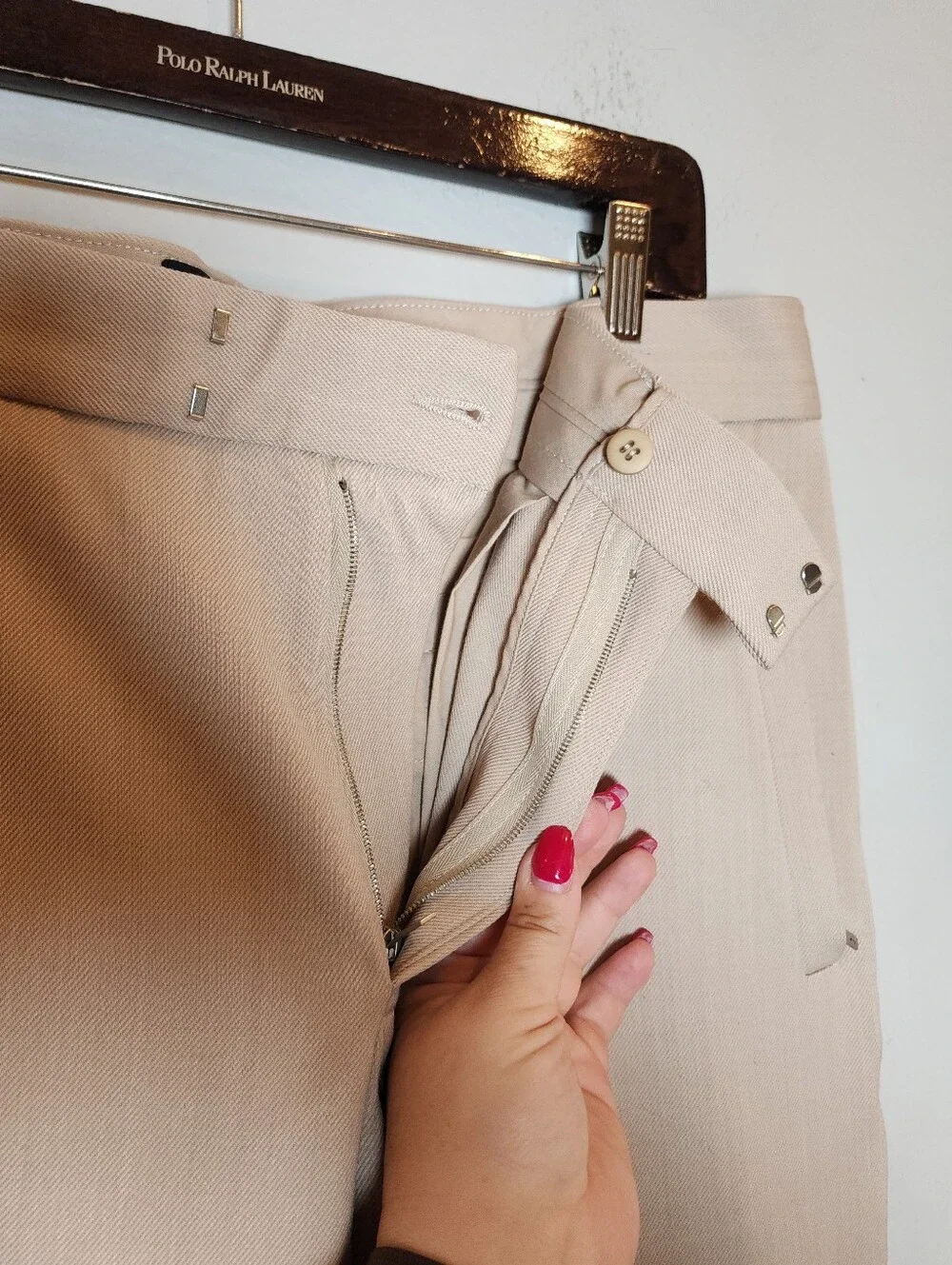 Represent Pants Wool Blend Tailored Beige Sesame Ankle Zip Men's Size Large